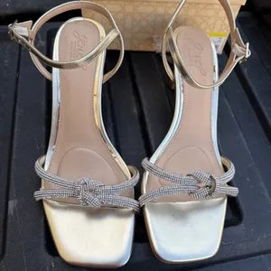 Jewel Badgley Mischka Fiji Mid Stiletto Heel Sandals Gold Women’s 8.5 thumbnail 6