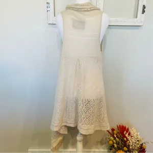 Anthropologie Angel of the North Lua Sweater Duster Vest - Cream Pointelle Knit thumbnail 3