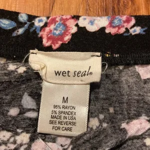Y2K Wet Seal Floral Mini Skirt Medium Black Pink Fit & Flare thumbnail 3