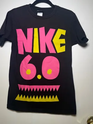 Nike Black Tee with Pink & Yellow Graphic Women's Small thumbnail 1