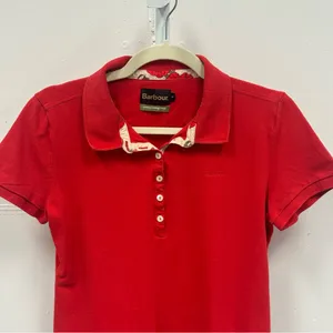 Barbour Women’s Classic Red Polo T-shirt Shirt Cotton‎ Sz 10 thumbnail 3