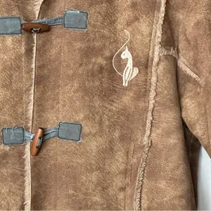 VTG Baby Phat Girlz Y2K Sherpa Coat faux suede Tan Toggle Embroidered Logo thumbnail 12