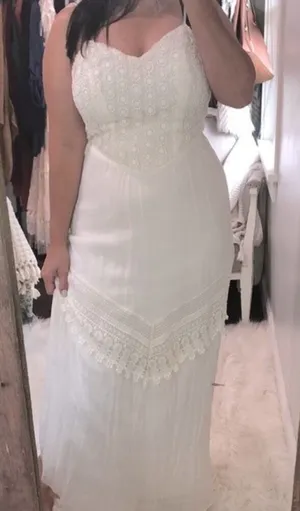 Trixxi size 7 ivory lace crochet maxi sundress thumbnail 1