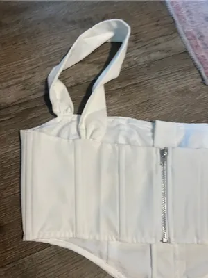 White fox White Structured Corset Crop Top with Wide Straps thumbnail 7
