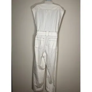 MIOU MUSE Denim Jumpsuit Small White‎ Utility Boiler Suit Structured Boho City thumbnail 3
