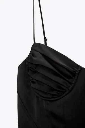 Zara Corsetry inspired black satin effect bodysuit top thumbnail 7