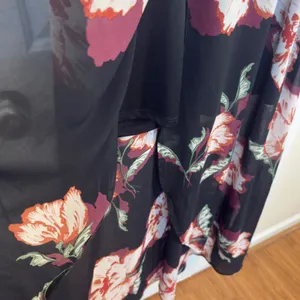 Luxology Women Black Floral Wrap Maxi‎ Dress Flutter Sleeve High Low Hem Wedding thumbnail 10