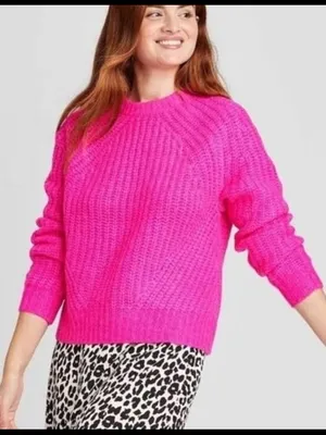 A New Day Hot Pink Crewneck Sweater thumbnail 1