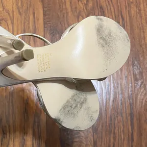 Off White Satin Strappy Jeweled Heels Size 7 thumbnail 11