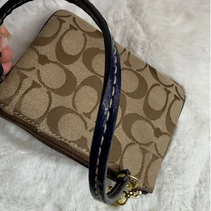 COACH Blue Brown Signature Canvas Wristlet thumbnail 3