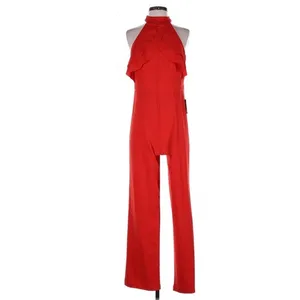 Marina Red Jumpsuit Ruffle Halter Neck Small Evening Wedding Guest Cocktail thumbnail 2