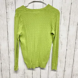 Kim Rogers Sweater Women Small‎ Green Cable Knit Crewneck Pullover 100% Cotton thumbnail 5