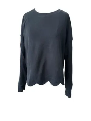 Vineyard Vines Black Scallop Hem Crewneck Sweater Sweatshirt Womens Size Large L thumbnail 2
