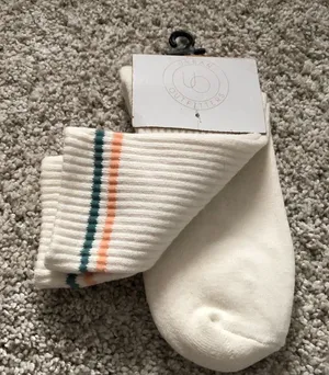 New Urban Outfitters athletic stripe crew socks, one size, 80% cotton thumbnail 1