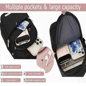 Contemporary Multiple‎ Compartment Sling Bag Handbag Crossbody Black Audio Port thumbnail 5