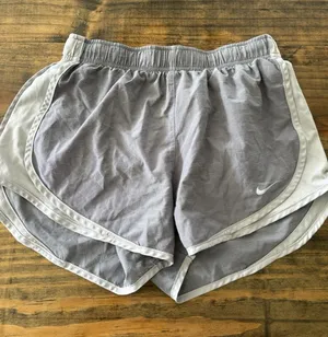 Nike Dri-Fit Lined Athletic Shorts Womens SMALL Stretchy Drawstring Grey thumbnail 1