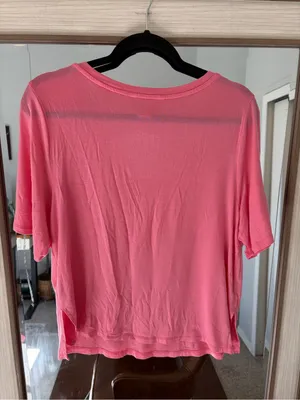Athleta nighttime bliss sleep tee pink v-neck sz Small short sleeve soft classic thumbnail 3