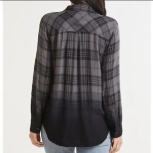 RAILS Hunter Charcoal Jet Dip Dye Plaid Button Down Shirt S Small Flannel Grunge thumbnail 3