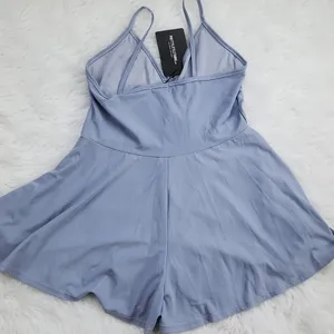 PrettyLittleThing -760 NWT Powder Blue Crepe Strappy Wrap Romper Women's sz 6‎ thumbnail 7