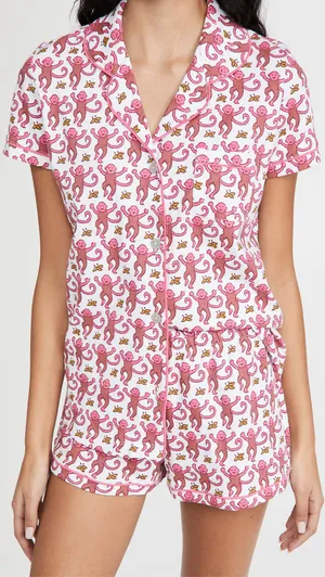 Monkey Polo Pajamas Pink thumbnail 1