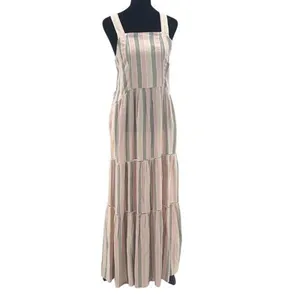Caslon Womens Striped Square Neck Linen Blend‎ Maxi Dress Pink Cabana Medium NWT thumbnail 2