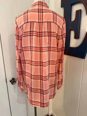 Madewell Pink and white Plaid Button-Down Shirt Sz M lightweight thumbnail 2