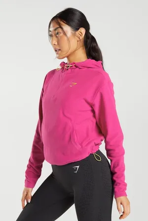 Gymshark Bright Pink Half-Zip Hooded Fleece thumbnail 1