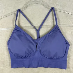 Gymshark Womens Purple Seamless V-Neck Light Support Sports Bra Racerback S thumbnail 1