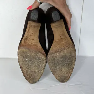 Michael Kors Collection Size 7 Pumps Heels Brown Suede Platform Designer Italy thumbnail 11