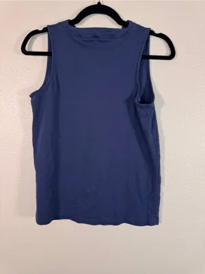 Lake Blue Pima Cotton Scalloped PJ Tank Top Womens M Pajama Sleep Shirt Cozy thumbnail 2