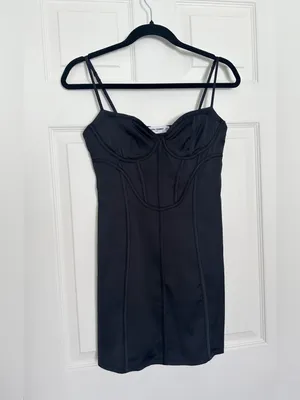 NWT Hollister Social Tourist Satin Corset Mini Dress - Black - XS thumbnail 7