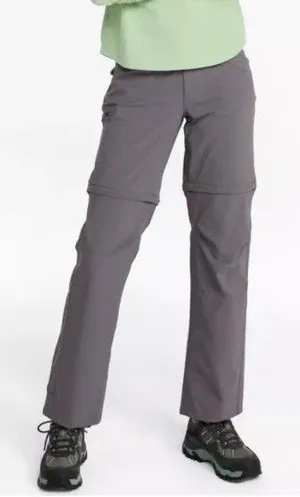 NWT LL Bean Pants Women’s Gray Convertible Shorts Zip Off No Fly Zone 8P thumbnail 1