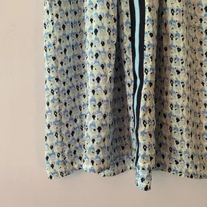 Rungolee Blue White Floral Silk High Neck Smocked Blouse Fairy Women size Large thumbnail 5