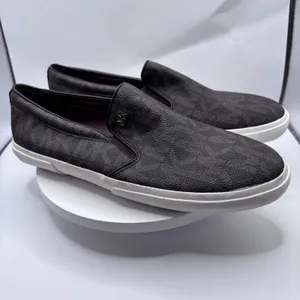 Michael Kors MK Logo Slip On Sneakers Brown PVC Size 8M Women's Luxury Casual thumbnail 3