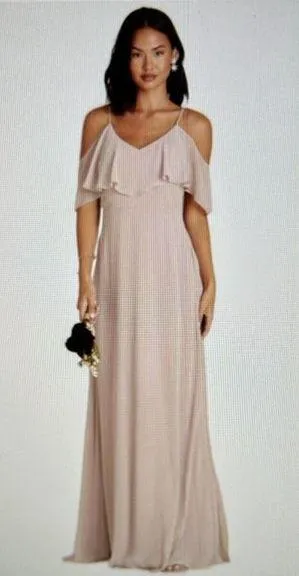Birdy Grey Jane Convertible Chiffon Maxi Dress Gown in Taupe Size M thumbnail 1