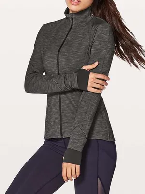 Lululemon Gait Keeper Jacket Full Zip Long Sleeves Heathered Black 6 W4AKFS thumbnail 2