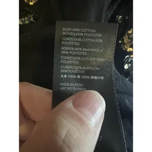 Anthropologie Black & Gold Sequined Peplum Peasant Top Balloon Sleeves M Party thumbnail 7