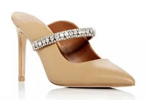 KURT GEIGER LONDON PRINCELY CAMEL LEATHER FLAT EMBELLISHED STRAP Size 38 US 7.5 thumbnail 1