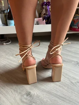 Pretty Little Thing Strappy Nude Heels thumbnail 3