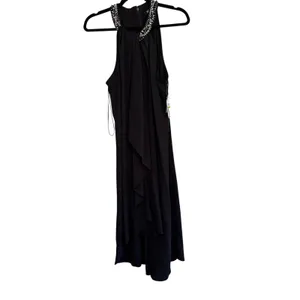 SLNY Womens Black Embellished Halter Neck Draped Evening Gown 119005 Size 14 thumbnail 11