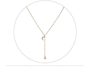 Sun Moon Gold Choker Y-Drop Necklace Celestial New thumbnail 4