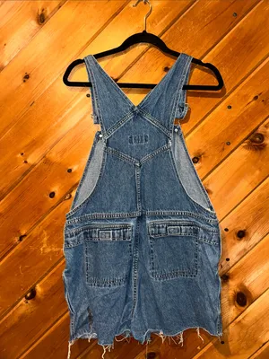 90s Xhilaration raw hem denim short overalls thumbnail 4