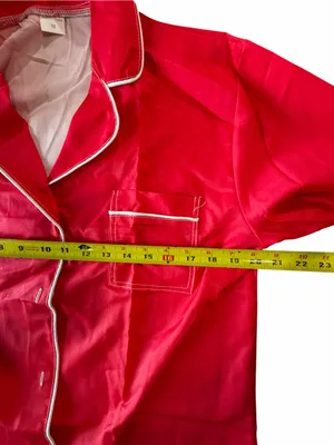 Women's Two Piece Red and White Long Sleeve Pajama Set Size M #260823 thumbnail 4