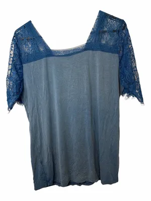 POL Blue 1/2 lace sleeve v-neck tee thumbnail 2