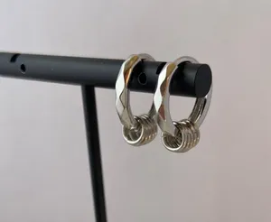 925 Silver Plated Small Hoop Earrings for Men Women,Silver Hoop Earrings,Punk Hip Hop Earrings thumbnail 6