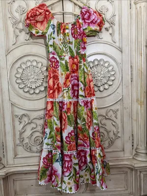 Farm Rio colorful tropical printed Macie Tiered Maxi Dress size XSMALL thumbnail 5