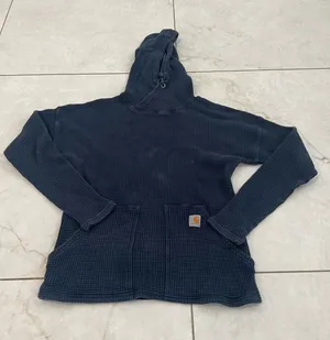 Carhartt Navy Blue Thermal Waffle Hoodie Size XS thumbnail 1