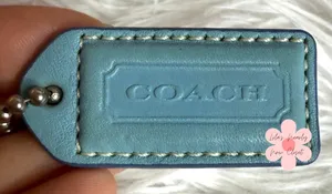 y2k 1.5" COACH Blue Tan Fob Bag Charm Hang tag Hangtag thumbnail 1