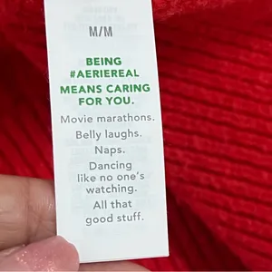 Aerie Vibrant Red Cable Knit Sweater size M oversized unisex thumbnail 3
