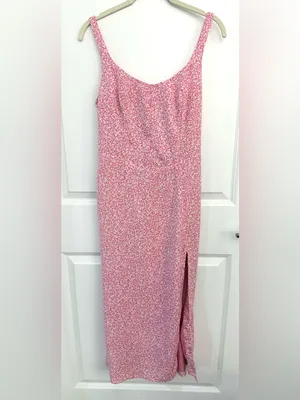 Abercrombie & Fitch Pink Floral Slit Midi Dress Small thumbnail 4